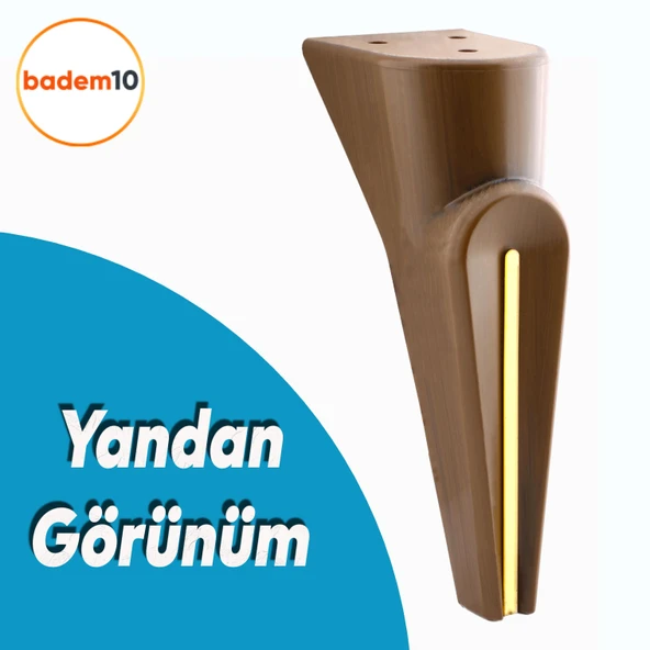 (4 ADET) Nota Ceviz 19 Cm Mobilya Kanepe Tv Ünitesi Koltuk Ayağı Ayakları Ahşap Desenli - 3