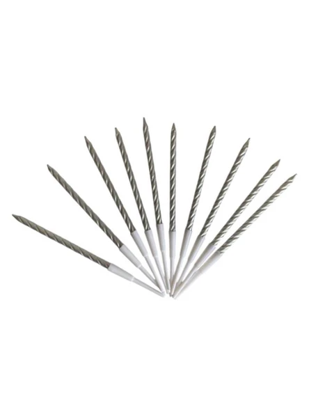 Burgulu Pasta Mumu Gümüş Renkli 10 Lu 12 cm