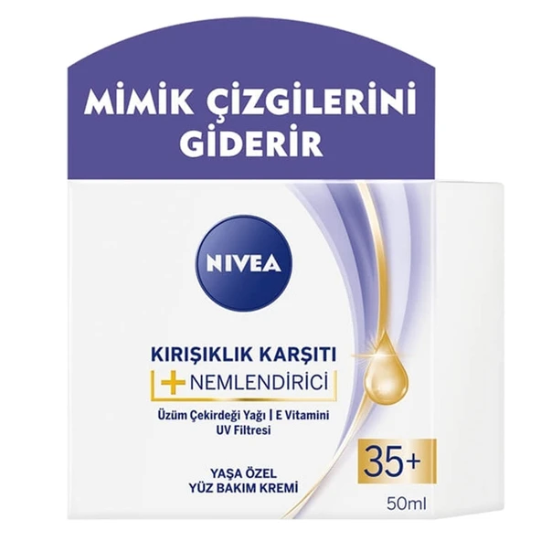 NIVEA KIRIŞIKLIK KARŞITI+NEMLENDİRİCİ KREM 35+ YAŞ 50ML-GÜNDÜZ