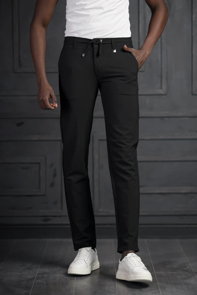 Slimfit Beli Lastikli Ve İplikli Likralı Gofre Kumaş Jogger Pantolon - 7