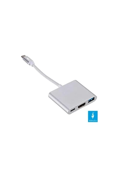 shaza 3in1 Type-c To Hdmı Hub Port Adaptör Pd Usb 3.0 4k Hdmı Çıkışlı Uyumlu - 3