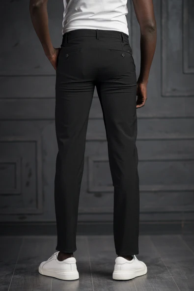 Slimfit Beli Lastikli Ve İplikli Likralı Gofre Kumaş Jogger Pantolon - 9