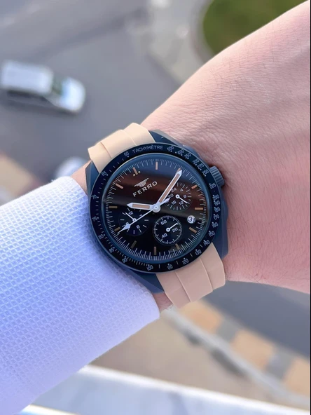 Ferro Silikon Kordon 5 Atm Suya Dayanıklı Fonksiyonları Aktif Spor Gençlere Özel Erkek Saati 1140.M3 - Resim 2