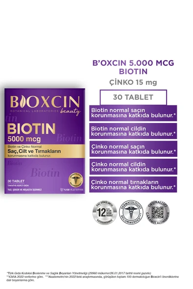 Biotin 5.000 Mcg 30 Tablet - Biotin + Çinko 15 Mg Saç Ve Tırnak Vitamini 2 li Avantaj Paket - 9