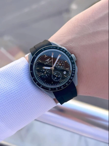 Ferro Silikon Kordon 5 Atm Suya Dayanıklı Fonksiyonları Aktif Spor Gençlere Özel Erkek Saati 1140.M1 - Resim 2