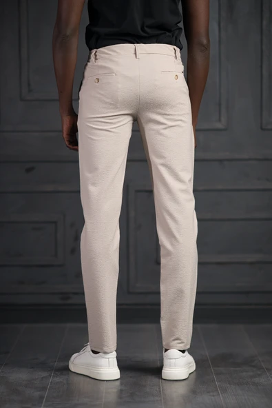 Slimfit Beli Lastikli Ve İplikli Likralı Gofre Kumaş Jogger Pantolon - 5