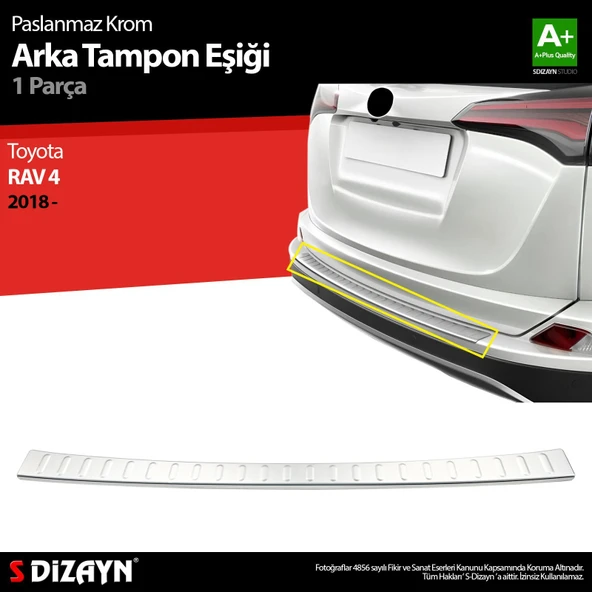 S-Dizayn Toyota Rav 4 Krom Arka Tampon Eşiği 2018 Üzeri ürün görseli 1