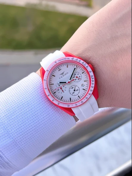 Ferro Silikon Kordon 5 Atm Suya Dayanıklı Fonksiyonları Aktif Spor Gençlere Özel Erkek Saati 1140.M5 - Resim 2