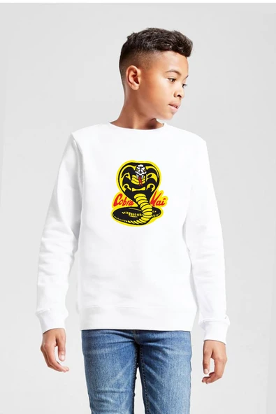 Cobra Kai Logo Beyaz Çocuk 2ip Sweatshirt