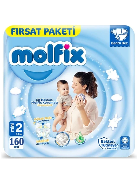 Molfix Bebek Bezi Beden:2 3-6 Kg Mini 160 Adet ürün görseli