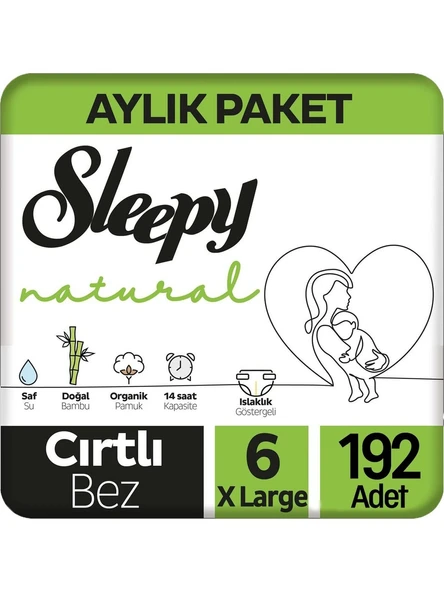 Sleepy Natural 6 Numara XLarge 192'li Bebek Bezi ürün görseli