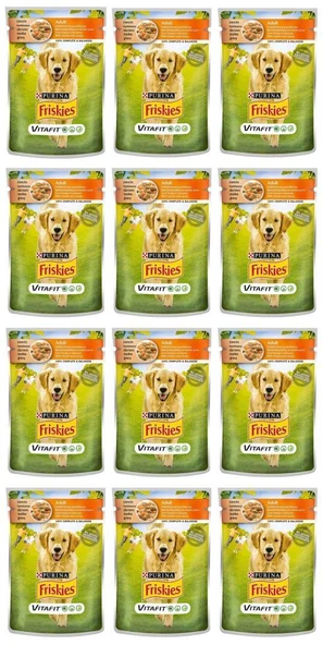 Friskies Tavuklu ve Havuçlu Yetişkin Yaş Köpek Maması. 100 gr * 12 Adet