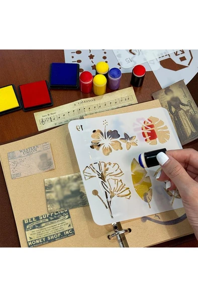 Parmak Fırçası Sünger Boyama Başlığı Stensil Şablon Kolay Boyama - 3