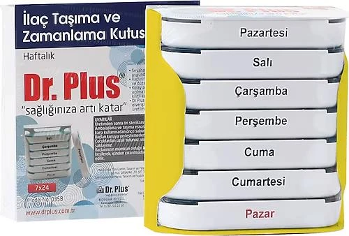 Dr. Plus Haftalık Ilaç Hap Saklama ve Zamanlama Kutusu RENK: Sarı