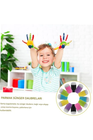 Parmak Fırçası Sünger Boyama Başlığı Stensil Şablon Kolay Boyama - 12