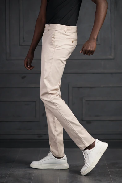 Slimfit Küçük Armürlü Yazlık Pamuklu Gabardin Pantolon - 4