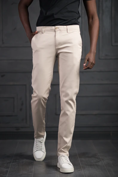 Slimfit Küçük Armürlü Yazlık Pamuklu Gabardin  Pantolon