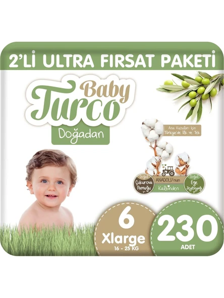 Baby Turco Doğadan 6 Numara XLarge 230'lu Bebek Bezi ürün görseli