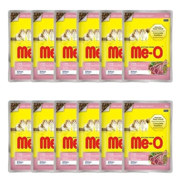Me-O Pouch Kitten Kuzu Etli Yaş Kedi Maması 80 Gr x 12 Adet