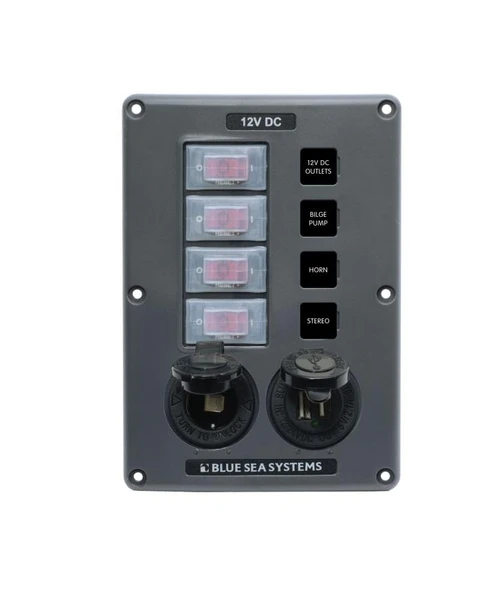 12V 4LÜ ÇAKMAK+USB SİGORTA PANELİ - BLUE SEA