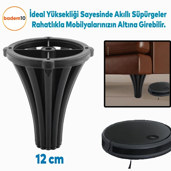 (4 ADET) İstanbul 12 cm Siyah Mobilya Kanepe Koltuk Tv Ünitesi Konsol Ayağı Ayak Ayakları - 4