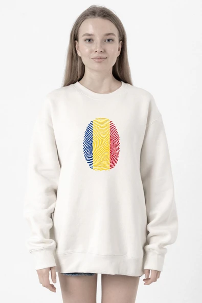 Romania Fingerprint Beyaz Kadın 2ip Sweatshirt