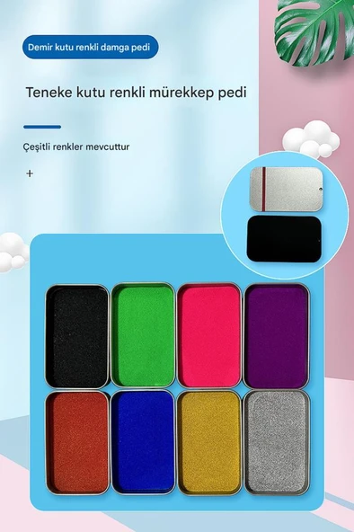 Silver Mürekkepli Baskı Pedi Istampa Ofis Boyu 80*50mm Su Bazlı - Resim 3