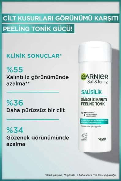 Garnier Salisilik Sivilce İzi Karşıtı Gözenek Sıkılaştırıcı Peeling Tonik Salisilik Niasinamid Skualen Aha 120 ml - 3