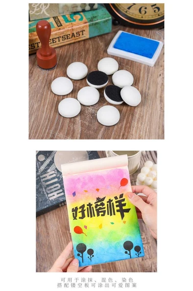 Sünger Baskı Fırçası Kolay Boyama Başlığı Stensil Şablon - 6