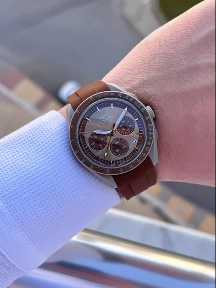 Ferro Silikon Kordon 5 Atm Suya Dayanıklı Fonksiyonları Aktif Spor Gençlere Özel Erkek Saati 1140.M4 - Resim 2