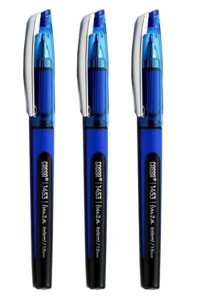 Mavi İmza Kalemi 3 Adet 1.00 mm Kalın Uçlu İmza Pilot Kalem Ekonomik Kaliteli Cassa 1453 İmza Kalemi