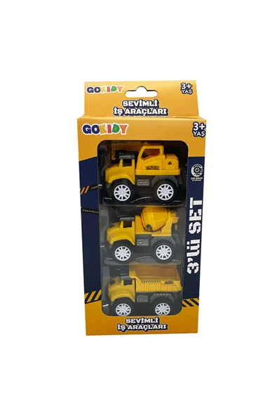 Gokidy Çek Bırak Sevimli İnşaat Araçları 3'lü Set - 4