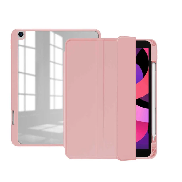 İpad Pro 10.5 (7.Nesil) / iPad 10.2 (8.Nesil) Kılıf Nort Arkası Şeffaf Standlı Kılıf - 5