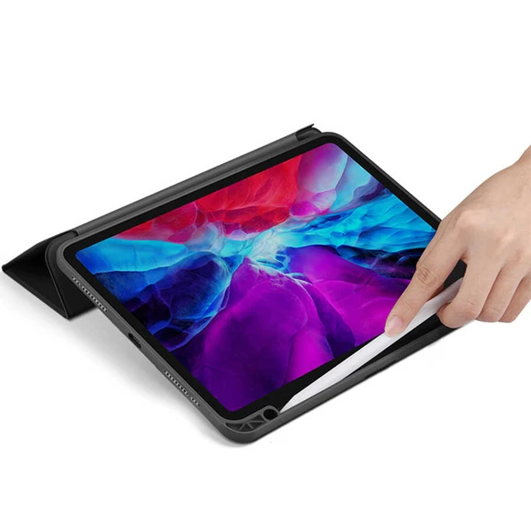 İpad Pro 10.5 (7.Nesil) / iPad 10.2 (8.Nesil) Kılıf Nort Arkası Şeffaf Standlı Kılıf - 6