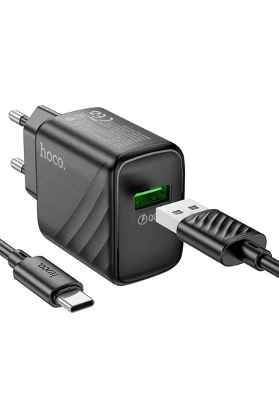 Hoco CS21A Rich 18W USB 3.0 QC Çıkışlı Ekstra USB to Type-C Kablolu Hızlı Şarj Aleti - Resim 5