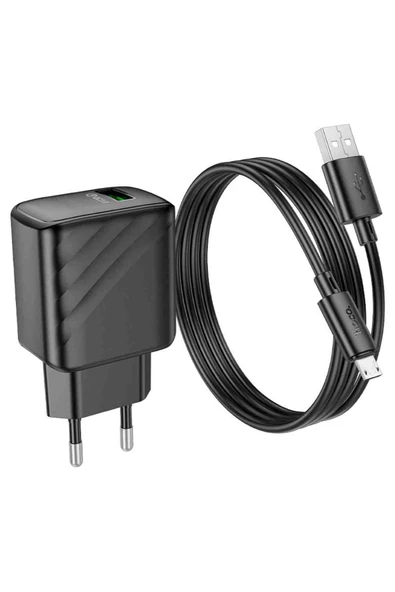 Hoco CS21A Rich 18W USB 3.0 QC Çıkışlı Ekstra USB to Type-C Kablolu Hızlı Şarj Aleti - Resim 6