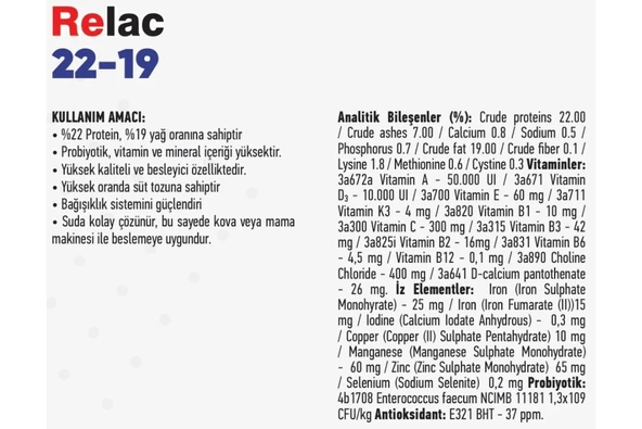 Hs Tarım Relac 22-19 Buzağı - Kuzu Maması 25kg - 6