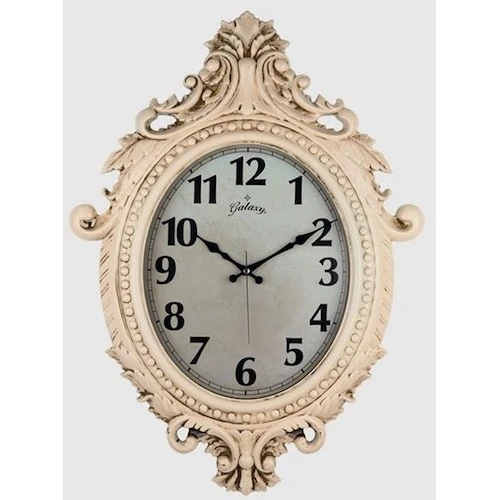 731-cv Duvar Saati Krem Rengi Çerçeve Çap:73cm X 54cm Vintage Taçlı Eksitme Dekoratif Amerikan Brist