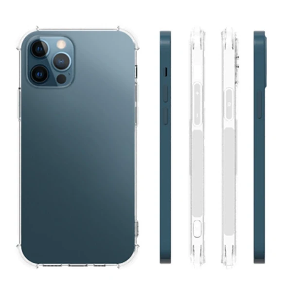 iPhone 12 Pro Anti Shock Darbe Emici Kamera Korumalı Şeffaf Silikon Kılıf - 2