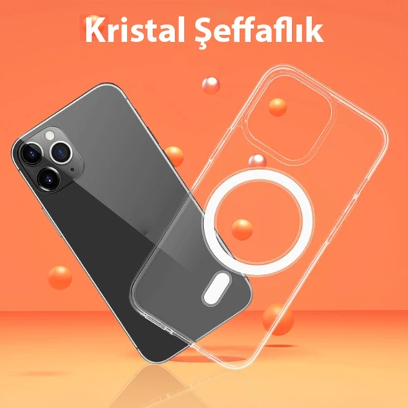 iPhone 14 Plus Magsafe Uyumlu Manyetik Sert Tpu Şeffaf Silikon Kılıf - 2