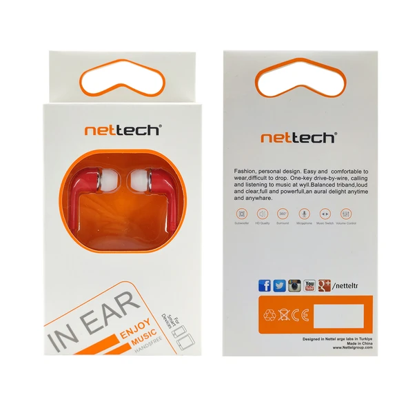 Nettech NT-112 3.5 Jack Girişli Kulak İçi Kulaklık (Kırmızı) - 4