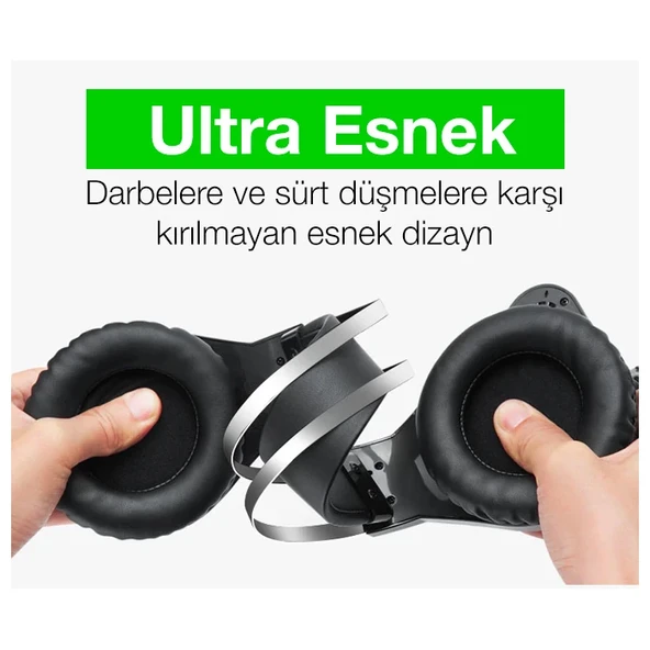 MC N1 LED Işıklı Mikrofonlu USB Kulaküstü Gamer Kulaklığı (Siyah-Mavi) - 5