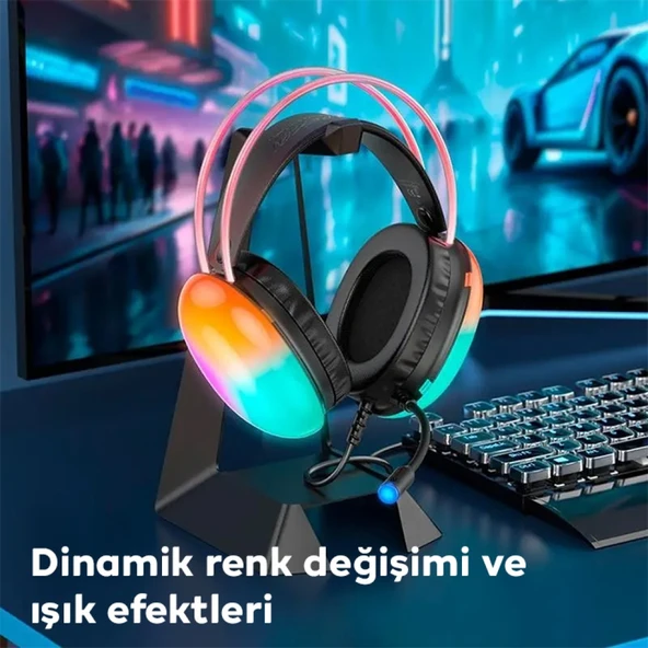 HOCO W109 Plus Rich USB7.1 Gaming Kulaküstü Kulaklık (Siyah) - 2