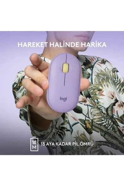 Logitech Pebble M350 910-006752 Lila Sessiz Optik Kablosuz Mouse - 7