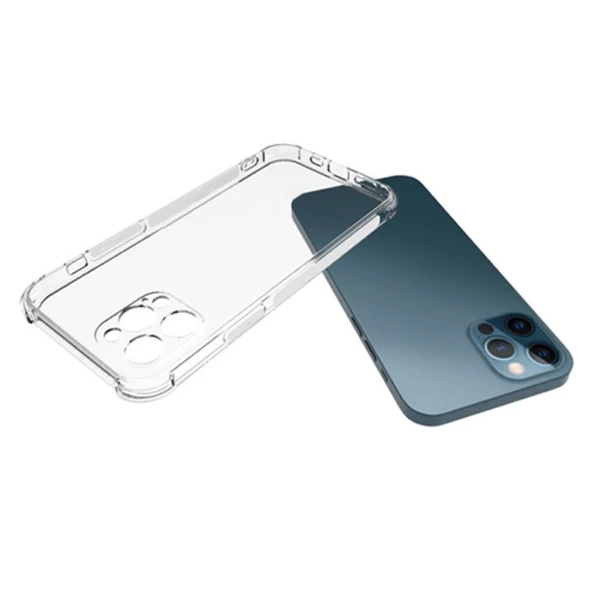 iPhone 12 Pro Max Anti Shock Darbe Emici Kamera Korumalı Şeffaf Silikon Kılıf - 3