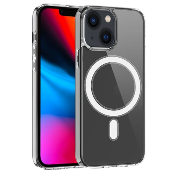 Phone 14 Magsafe Uyumlu Manyetik Sert Tpu Şeffaf Silikon Kılıf