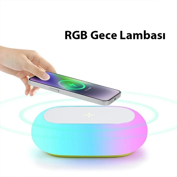 K31 Kablosuz Şarj Cihazı RGB Gece Lambası - 5
