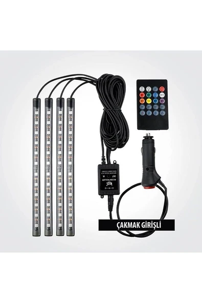 4 Parçalı Uzaktan Kumandalı Ayak Altı Aydınlatma 12 Led Çok Renkli Müzikli Araba Ledi - 3