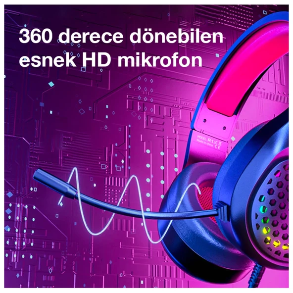 XMOWi R1 Gaming Mikrofonlu RGB Oyuncu Kulaklığı PC- Dizüstü Ve Ps4 (Mavi-Siyah) - 5