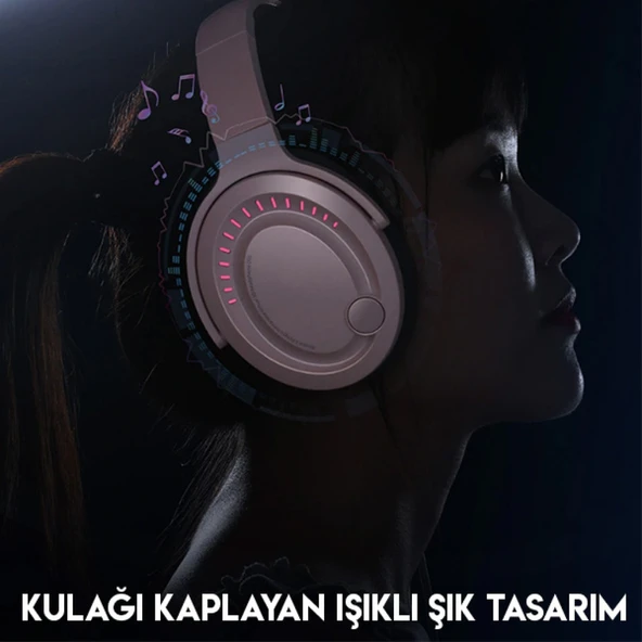 Baseus GAMO D05 Immersive Virtual 3D Işıklı pc Gaming Oyuncu Kulaklığı (Pembe) - 2